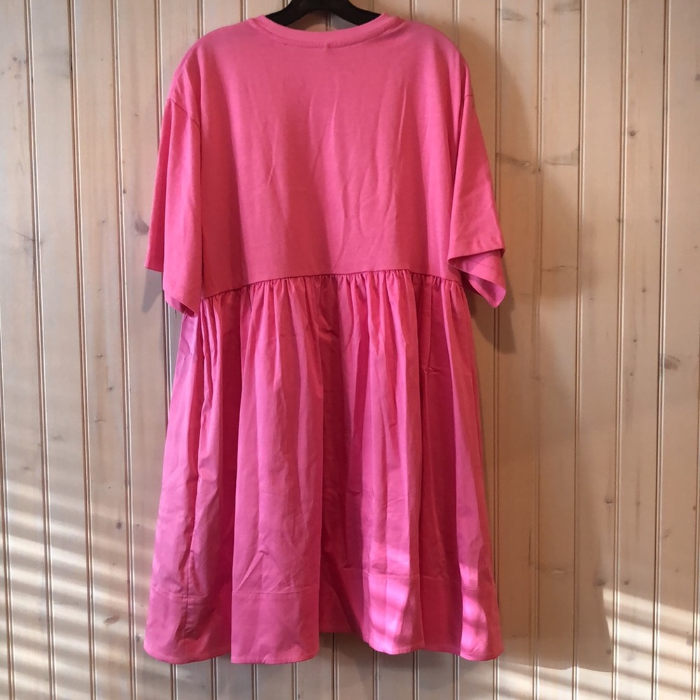 Cynthia Rowley Bree combo T-shirt dress in pink woven and knit dress.  Sz M - Picture 5 of 5